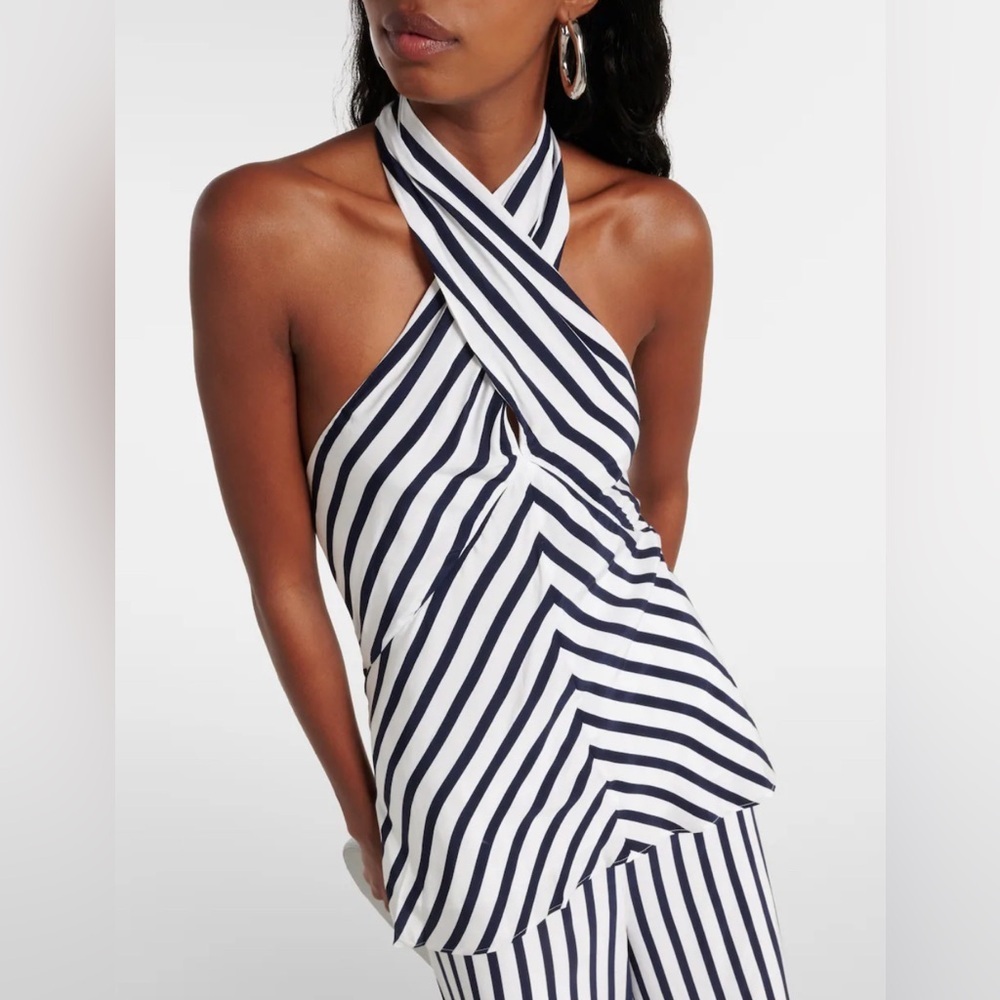 NWT Staud Dawn striped halterneck top in Black/White *Flaws*